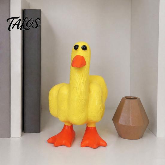 Fun Personality Desk Decor Funny Middle Finger Duck Resin Figurine, Hand-Painted Cheeky Statue, Weatherproof Indoor Accessory Outdoor for Entryway