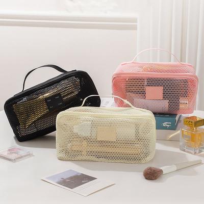 Hohle Make-up-Aufbewahrungstasche mit großer Kapazität für Damen, multifunktionale Netz-Tragetasche, Kosmetiktasche, Reisetasche, transparenter Kulturbeutel