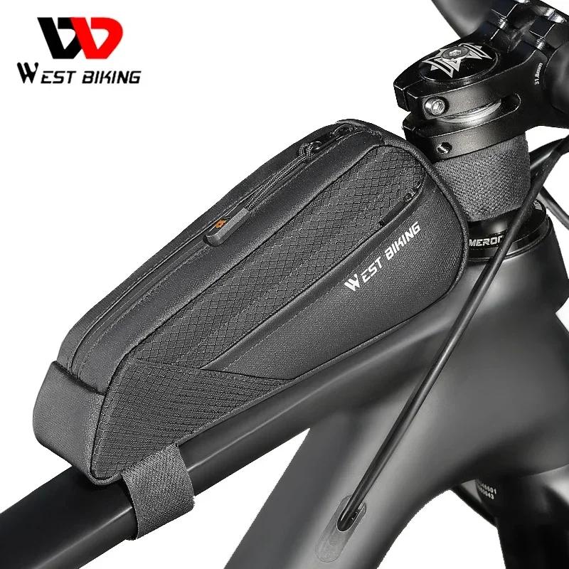 WEST BIKING Portable Bicycle Front Frame Bag Lightweight Mini Top Tube Bag 3D Shape Support Aero Cycling Bags Bike Accessories