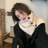 Knitting Wool Collar Scarf Women Lady Solid Color Buttons High Neck Covers Shawl Korean Girl Outdoor Windproof Warm Scarf Snood