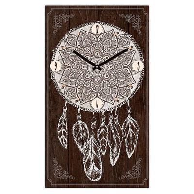 [Q3248] - Brown 'Boho' Wall Clock (dreamcatcher) - 49x28 Cm