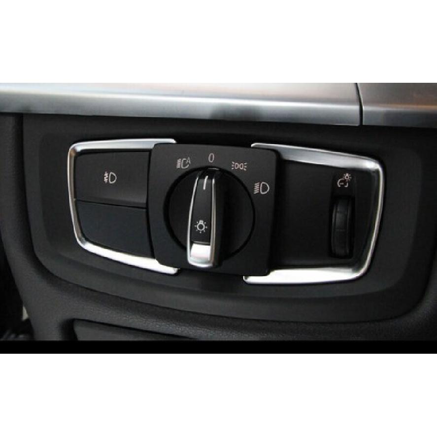 Fit For BMW X5 X6 F15 F16 2014-2018 ABS Silver Headlight Button Frame Cover Trim