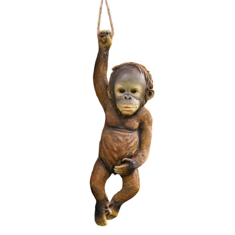 652F Monkey Miniature Statue Garden Decors Resin Animal Sculpture Hanging Ornament Outdoor Statues for Yard Lawn Accessories