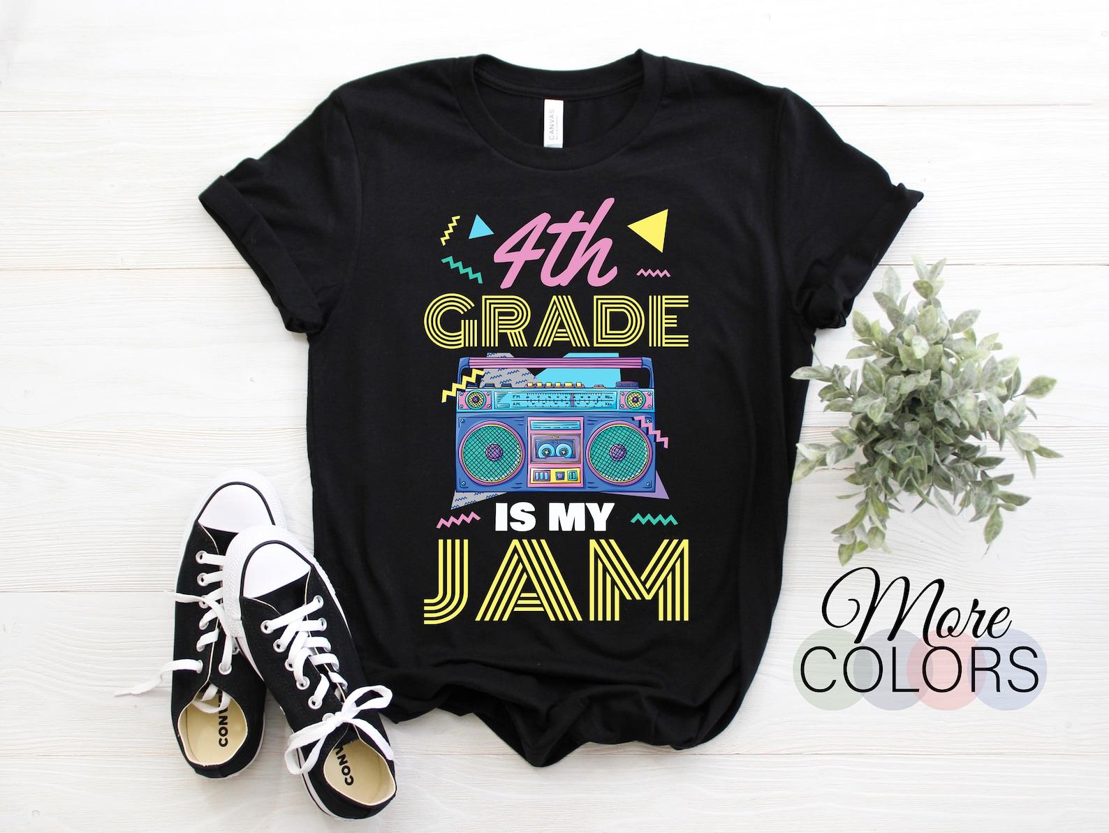 4th Grade Is My Jam Retro Vintage 80s Boombox Teacher Student T-Shirt, Back To School Fourth Grade First Day, 100 Days Of School, Field Day, 100