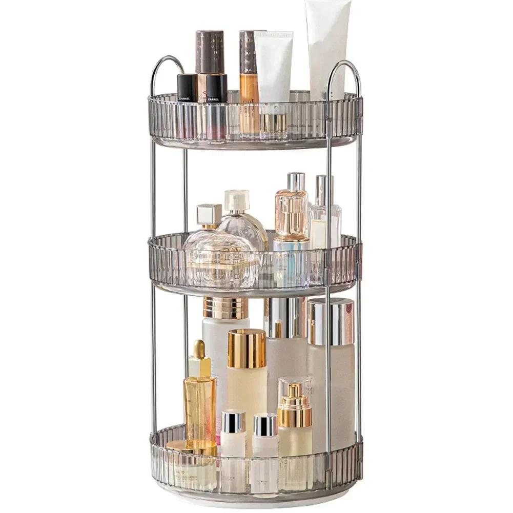 360° Rotatable Desktop Cosmetic Rack Bathroom Shelf Large-capacity Perfume Aromatherapy Skin Care Product Storage Rack Organizer