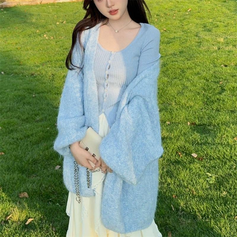 Autumn and Winter New Temperament Gentle Wind Sweater Jacket Women's Loose Meat Cover Soft Waxy Versatile Knitted Cardigan Top