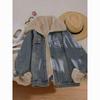 Women's Retro Velvet-Lined Denim Jacket, Oversized & Casual for Autumn/Winter 2025
