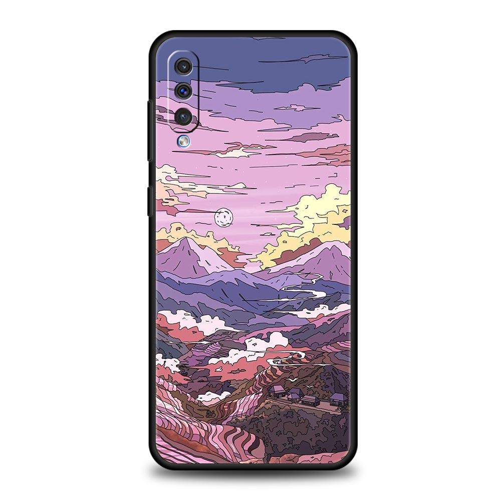 INS Korean Sunset Scenery Case For Samsung A12 A14 A32 A50 A70 A20E A20S A10 A10S A22 A30 A40 A34 A54 A42 A52 5G A02S A04s Cover