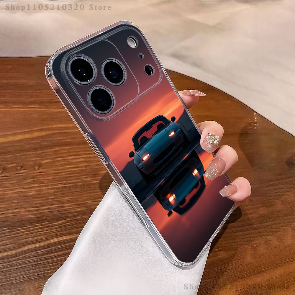 Cute M-Miata M-Mx5 Red Car Phone Case For iPhone 17,16,15,14,13,12,11 Pro,Max,Plus,X,XS,XR,SE4,E Mini Transparent Soft Cover