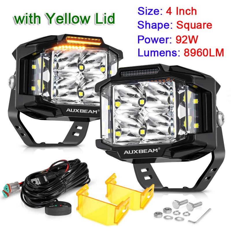 AUXBEAM 4 Inch 5 Inch LED Pod Lights Spot with DRL Work Light with Double-Side Shooter Lights for Truck Pickup ATV UTV SUV