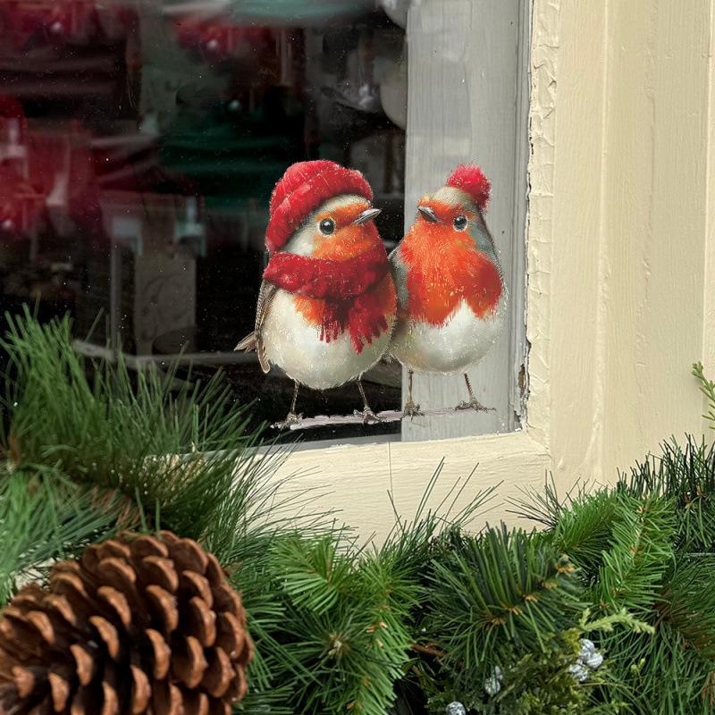 Festive Small Bird Window & Wall Stickers: Glass & Flat Surface Self-Adhesive Christmas Decorations