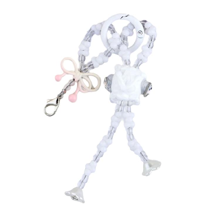

Fashionable Bowknot Pendant Keychain Colorful Beads Keyring Key Accessory Backpack Decorations Gifts for Girlfriend