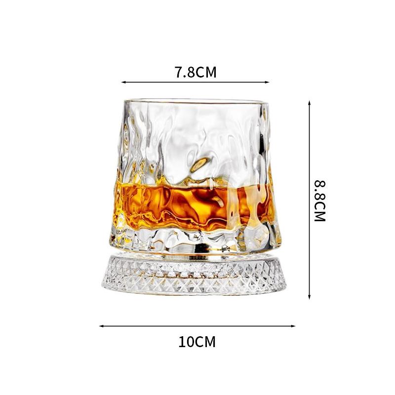360° Rotatable Spinning Crystal Whiskey Tumbler Stress Relief Old Fashioned Glass for Scotch Spirits 280ml Crystal Whiskey Glass