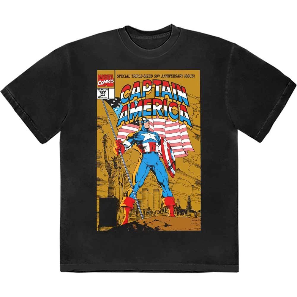 Marvel Comics Captain America 50th Comic Cover T-Shirt Black New M