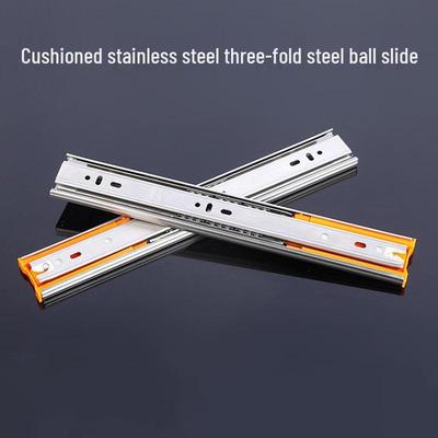 Guías de Cajón de Acero Inoxidable con Amortiguación Silenciosa Guwanjia con Guía de Bola de Acero para Armarios de Cocina, Riel Guía con Amortiguación de Empuje y Tirón para Pintar.