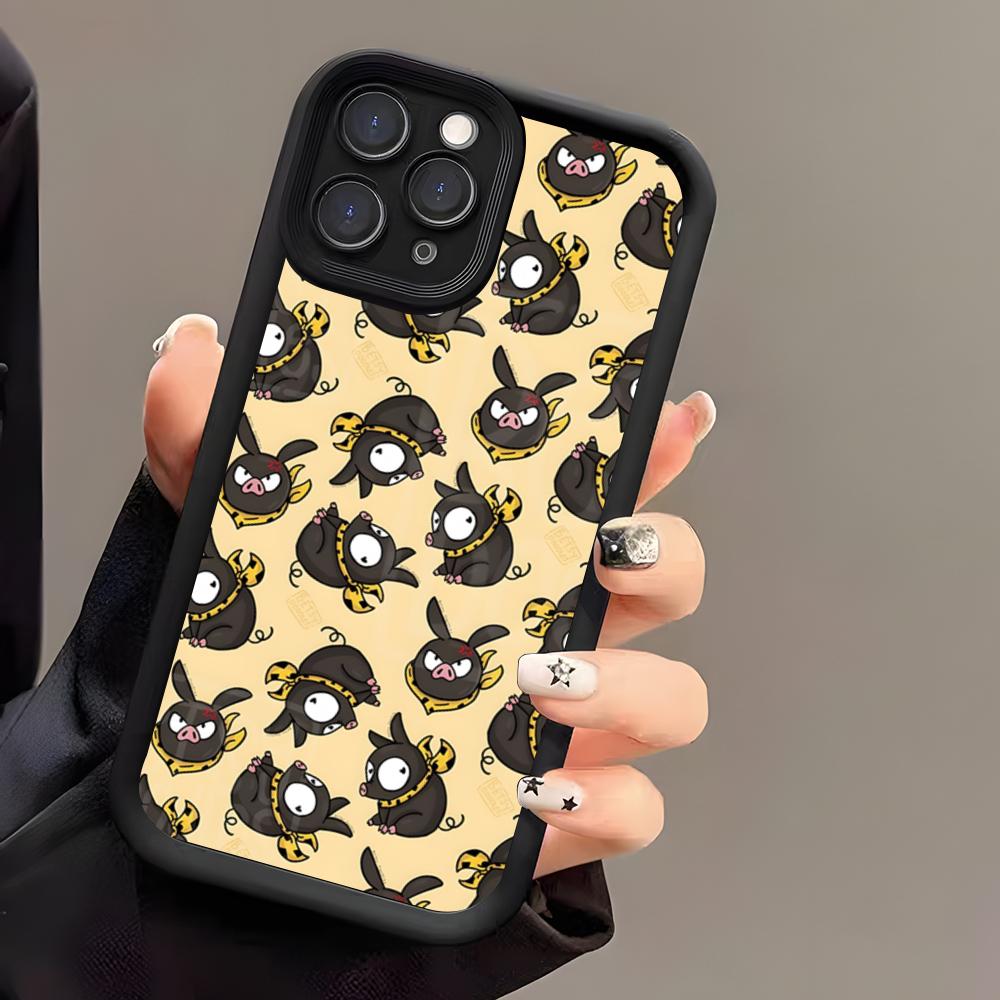 Cartoon R-Ranma 1 2 Phone Case For IPhone 17 Air 16 E 15 14 Plus 13 12 11 Pro Max Black Sky Eye Stepped Protective Case