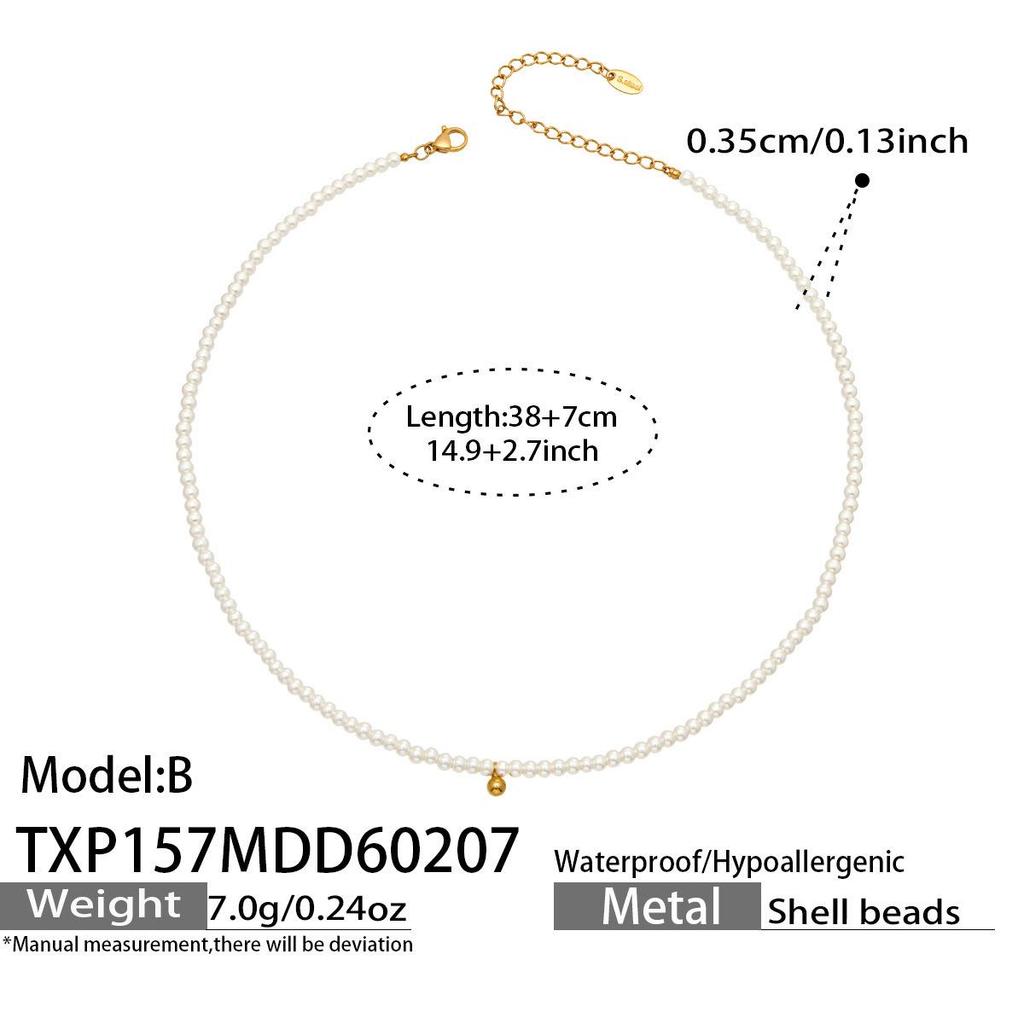 Mili Exquisite Pearl Beaded Necklace & Stainless Steel Bracelet Jewelry Set for Women