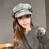 New Octagonal Hat for Women British Retro PU Leather Beret Showing Face Small Autumn and Winter Painter Hat Versatile Newsboy Hat