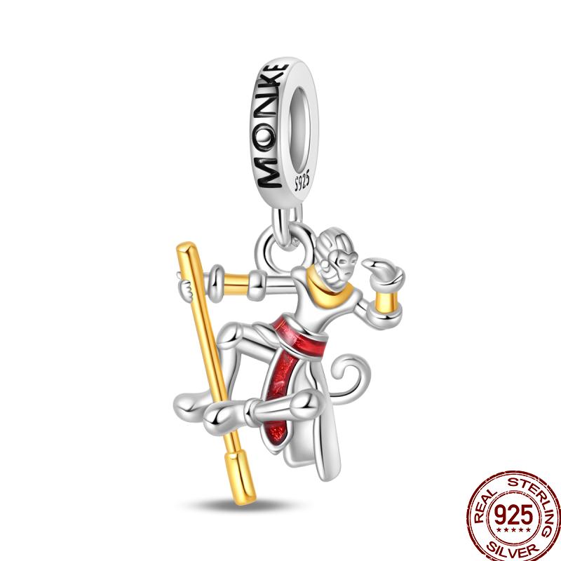 Year Series Copper Lucky Fit 3Mm Bracelets Diy Jewelry Cat God Of Wealth Lion Dance Koi Fish Charms Bead