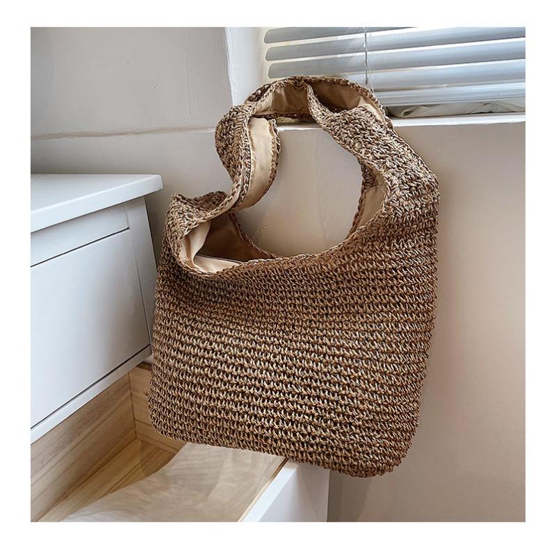 

Seaside beach straw bag spring simple crochet hollow commuting large capacity shoulder messenger bag хаки