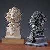 American Retro Animal Copper-Lion Head Resin Craft Ornament, Soft Furnishing Decoration For Entryway, Office And Wine Cabinet