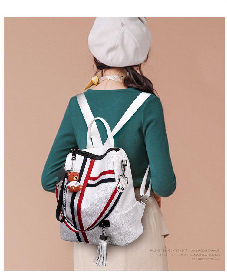 Ribbon Pendant Bear Two-way Shoulder Backpack for Women