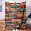 Colorful Wooden Texture Background. -Themed Blanket - Comfortable Flannel Fabric Hypoallergenic Suitable for All Seasons - Ideal F