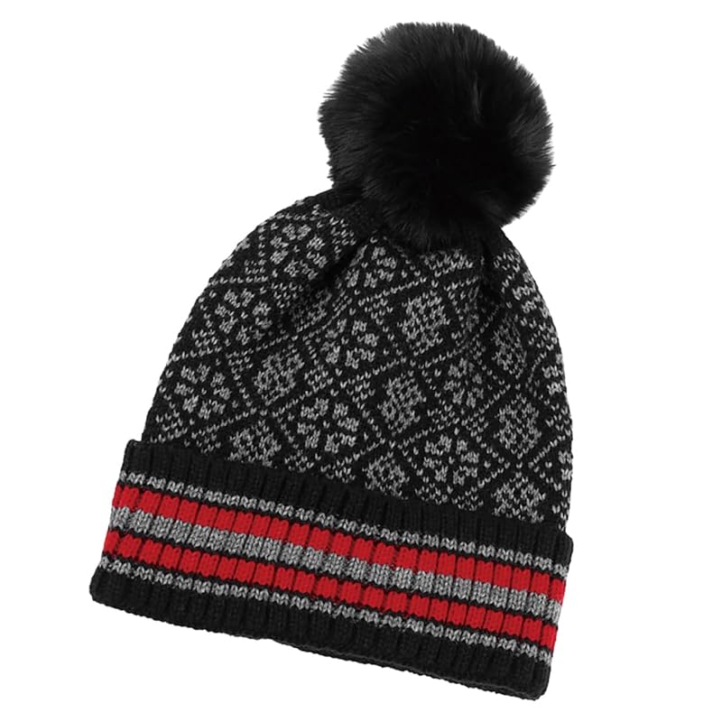 

[Buzz selection] hat knit camp skiing Bonbon outdoor autumn/winter snowboarding men s ladies CAQ009 (black)
