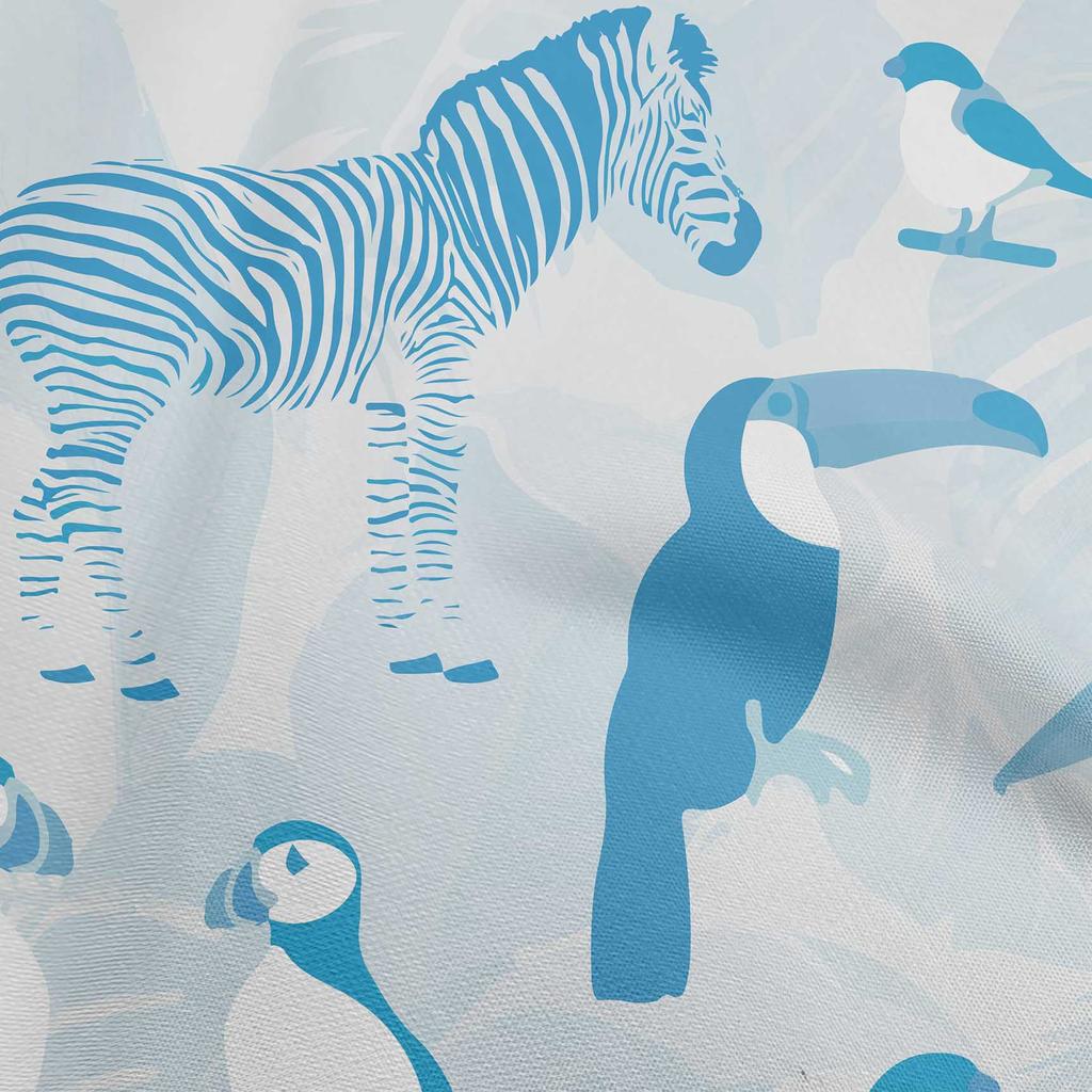 oneOone Cotton Flex Dusty Teal Green Fabric Tropical Aminal With Leaves Craft Projects Decor Fabric Printed By The Yard 40 Inch