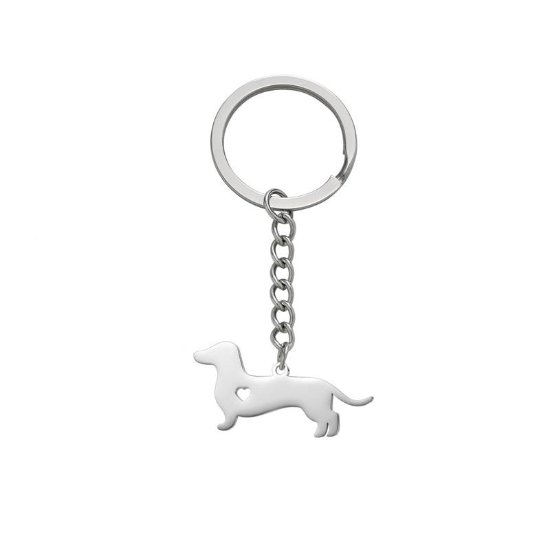 

1 шт. Подвеска для ключей автомобиля в подарок Брелок из нержавеющей стали Милый брелок с собачкой Мультяшное полое сердце серебряный