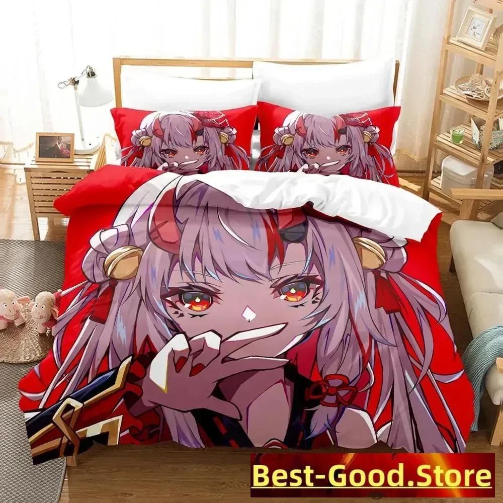 Kawaii Nakiri Ayame Tryckt Sängset Påslakan Örngott Sängkläder Sänglinne Lakan Täcke Full Queen King Size
