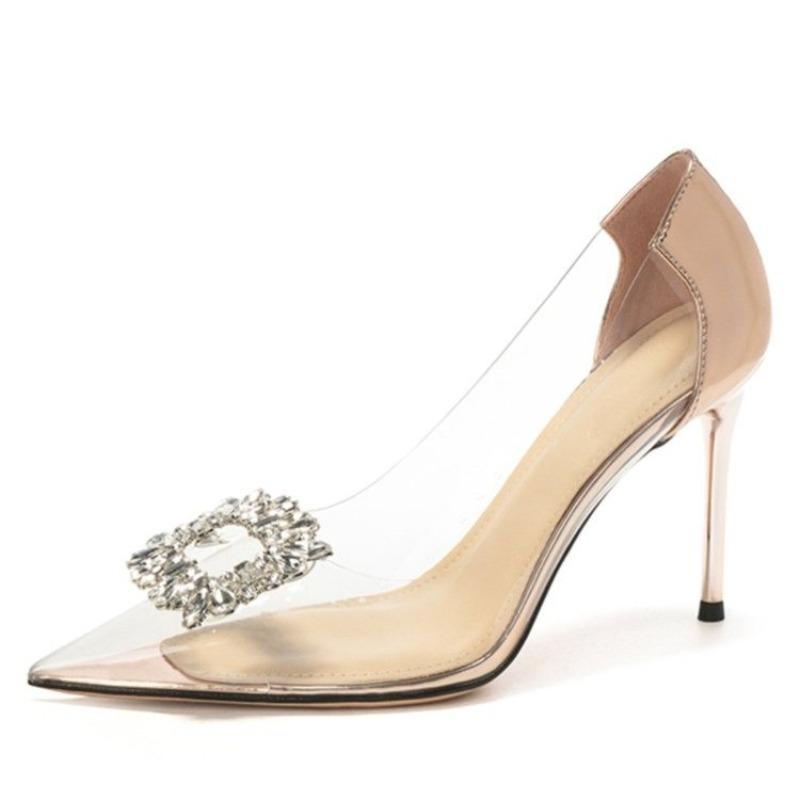 Mode Neuer Stil Mode Sexy Transparente Pumps Strass Schmetterlingsknoten Spitzpumps Hochzeit High Heels Frühling Sommer Schuhe