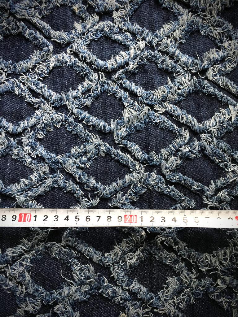 Fringe Diamond Denim Handmade Denim Thin Cotton Denim Fabric Scraps Fabric, Remnants, Fabric, (Dark Navy, 50cm)