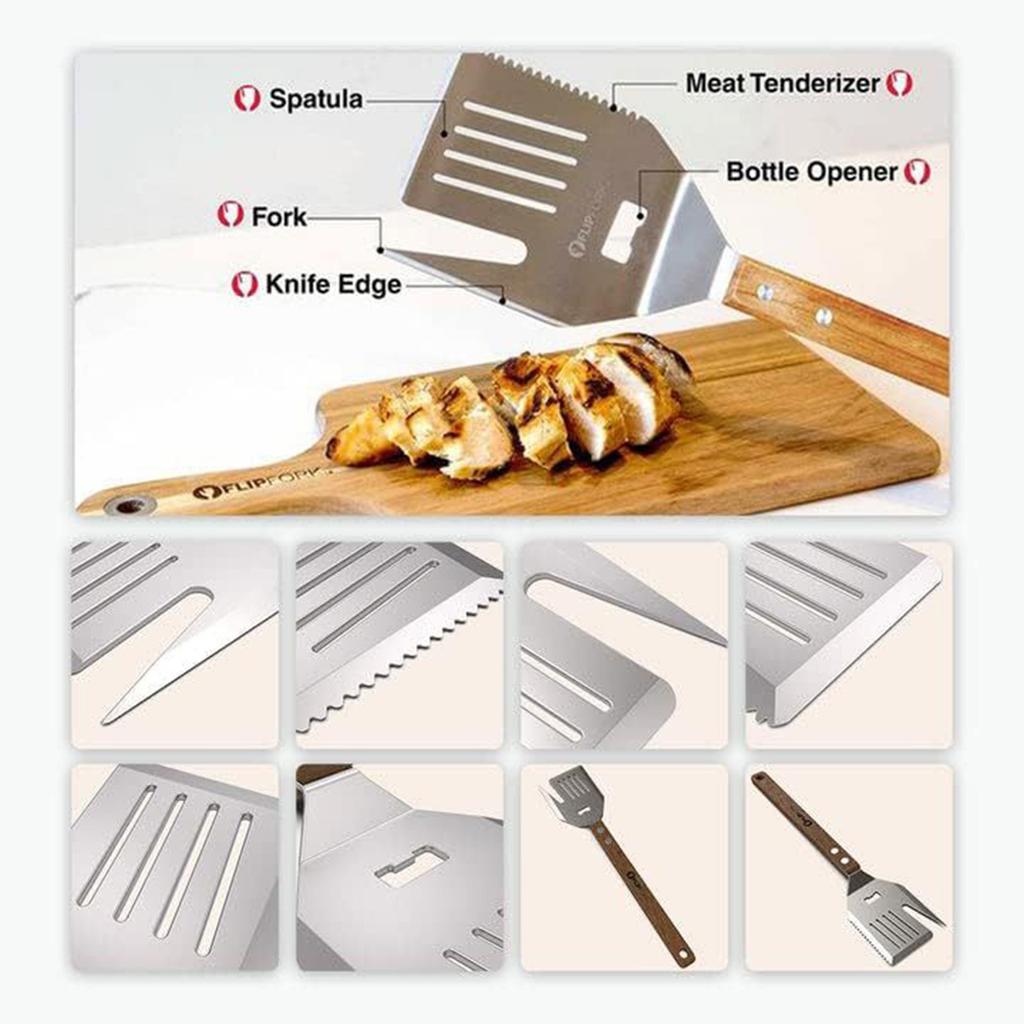 5-in-1 Grillspatel mit Messer, Gabel, Flaschenöffner und Wender, BBQ-Werkzeuge. Ein Grillzubehör-Set für Outdoor-Grills. 18 Zoll BBQ-Schaufel