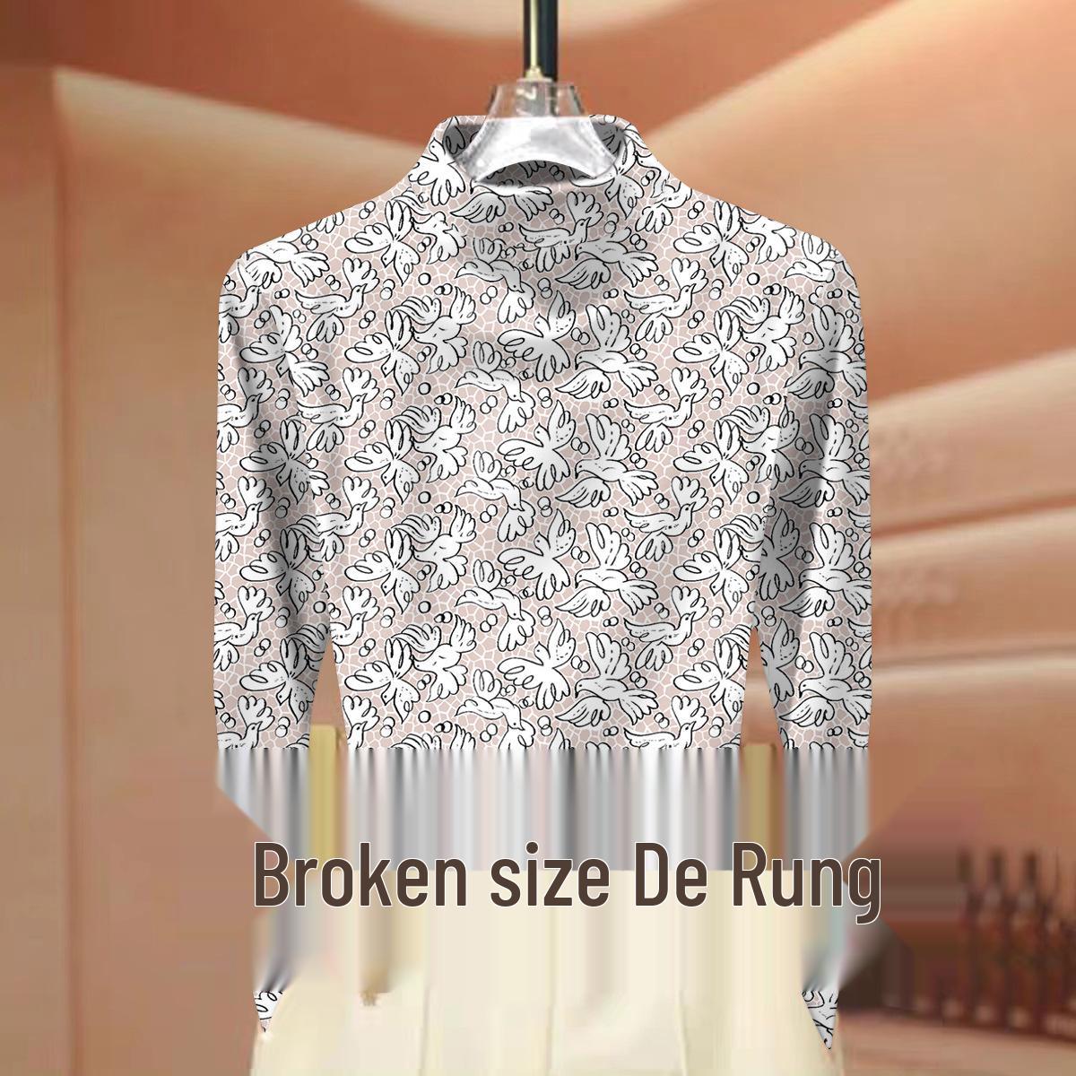 

Floral Print Plush Half-High Collar Slimming Long-Sleeve Top for Autumn and Winter 3XL (Suggest 135-150 jin)