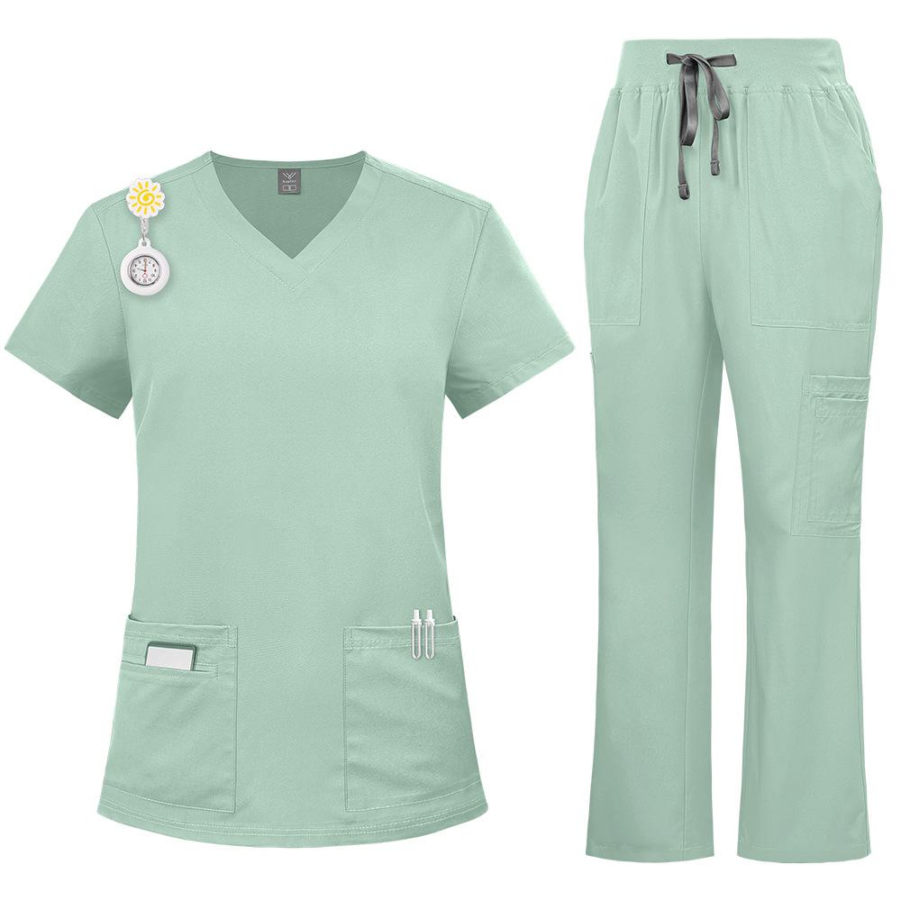 Comprehensive Training Outfit Unisex Solid Scrub Set With Hat For Beauty Salon Maternity