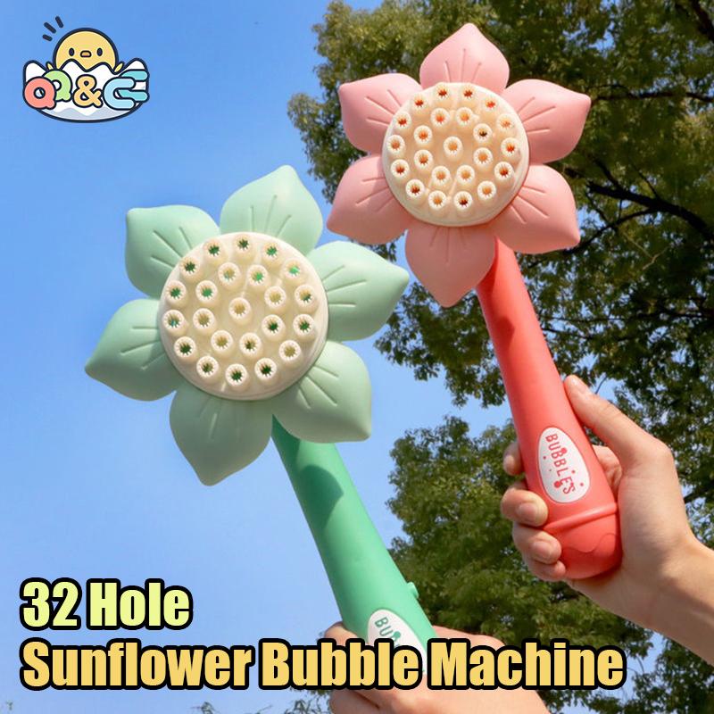 23 Hole Sunflower Bubble Machine Electric Automatic Bubbles Maker Pomperos Summer Soap Blower Outdoor Toys for Girls Children