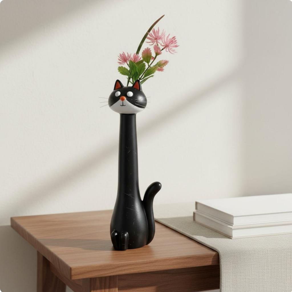 Quirky Vase Cute Design Cartoon Flower Holder Stretched Neck Creature Planter Premium Resin House Decoration