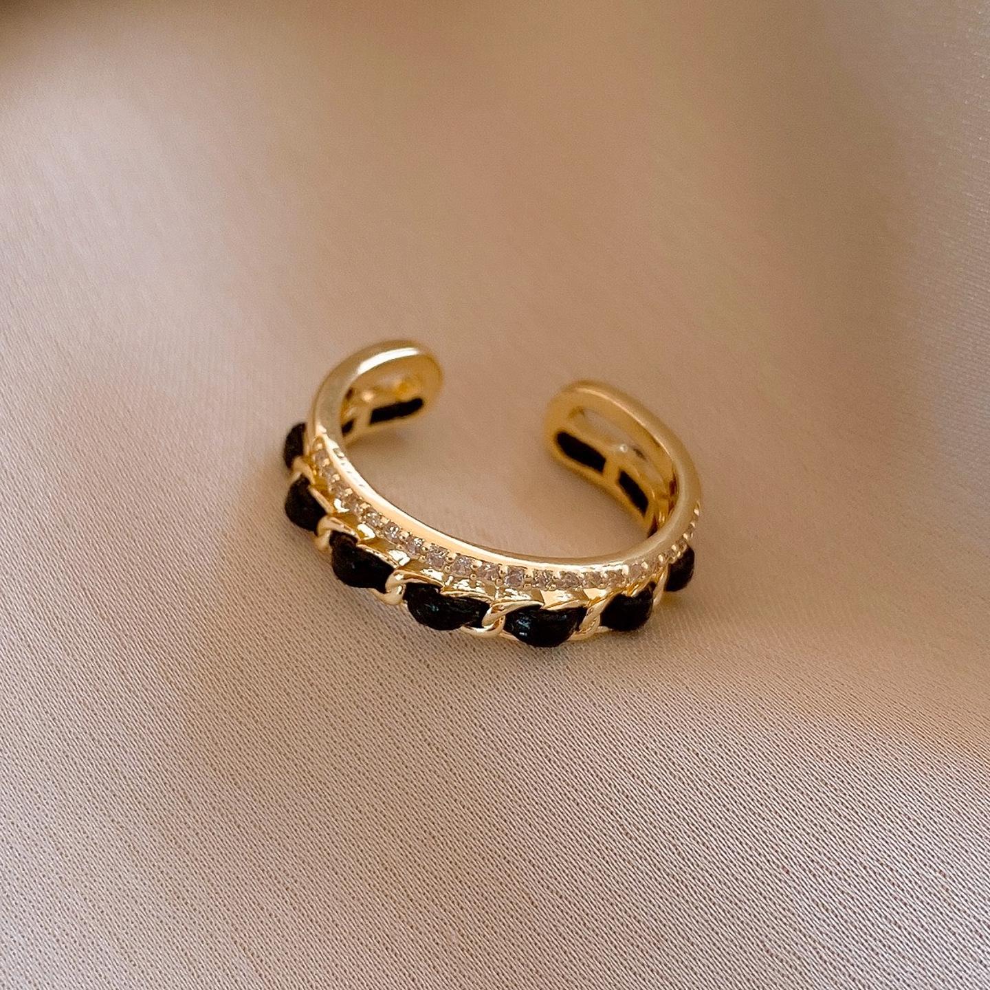 Французское ретро циркон птица кожаная обмотка открытое кольцо кольцо на указательный палец персонализированные украшения