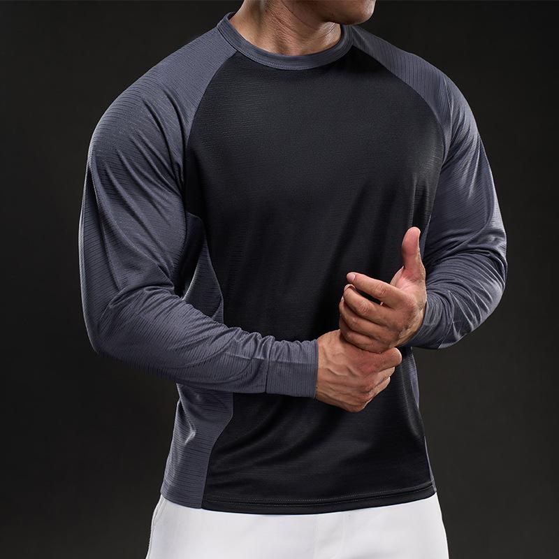 Spring Slim Elastic Long-sleeved Training Suit Casual Fashion Running Sports Fitness Outdoor T-shirt Men