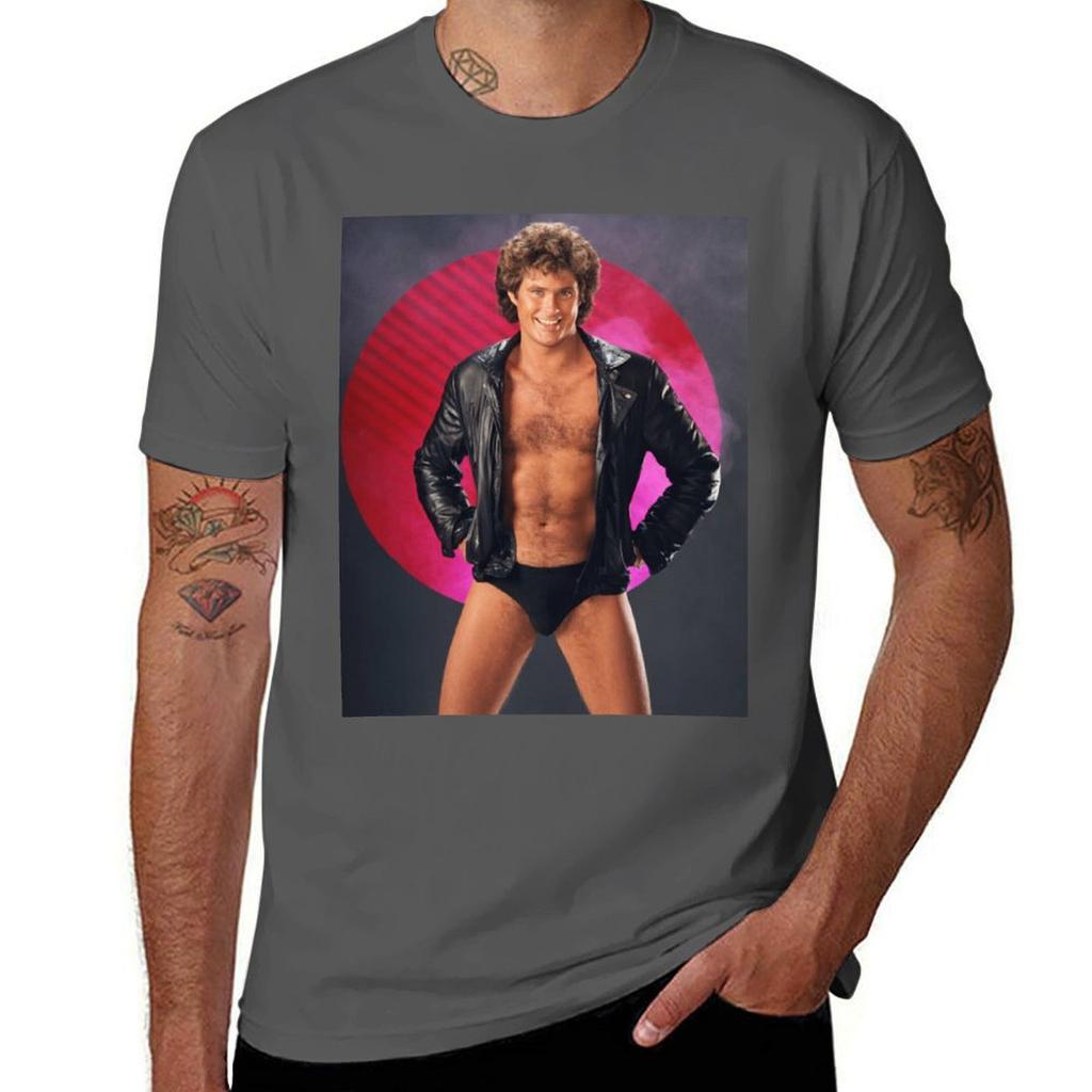 David Hasselhoff Vintage Tshirt Summer Clothes Quickdrying Funnys Plain Mens Clothing