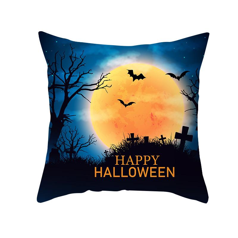 Halloween Pillow Case Cartoon Pumpkin Head Castle Peach Velvet Cushion Home Furnishings