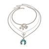 Cowboy Hat Turquoise Necklace Cattle Clavicle Chain Trendy Bull Head Pendant  Party