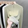 Half Turtleneck Sweater for Women Velvet Bottoming  Autumn Winter New Knitted Trendy Top