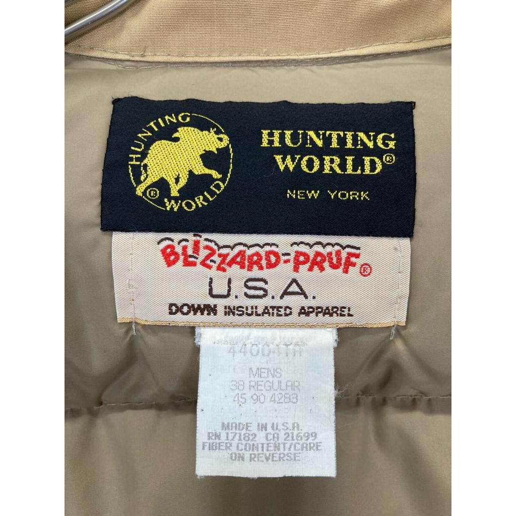 HUNTING WORLD 44004TA Beige Leather Logo Patch Sleeve Ribbed Down Jacket Jacket 38 beigeUsed