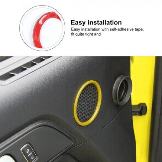 Car Inner Door Speaker Horn Cover Trim 2X For Ford Mustang 2015-23 Bright Yellow