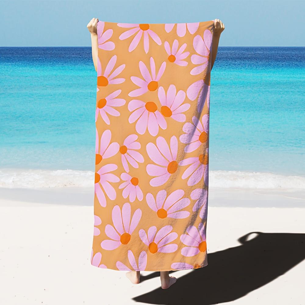 

Oversized Pink Flowers Minimalist Microfiber Beach Towel, Soft Lightweight Sand-Free for Beach W30*H60(CM)