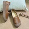 Sandals Comfort Soft Mom's Shoes Flat Sole Women's Shoes Hollow Genuine Leather Shoes Middle-aged Mother's Loafers Shoes