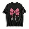 Glitter Pink Bow Stethoscope Nurse Themed Graphic Casual Top Pure Cotton T-shirt