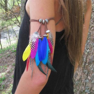 New Fashion Retro Perform Ethnic Style Arm Band Bohemian Feather Armband Arm Ring Women's Dance Wedding Arm Chain Accessories